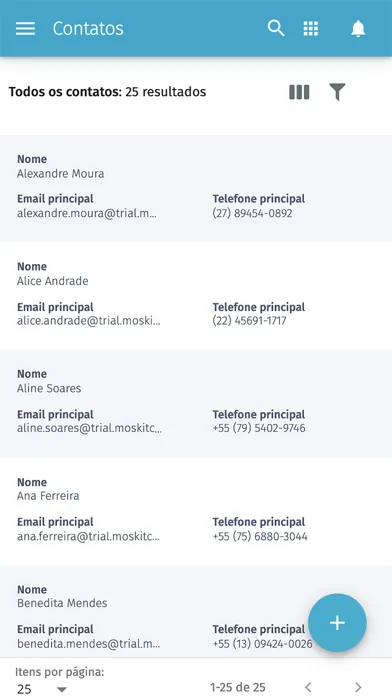 Capturas de tela do Moskit CRM