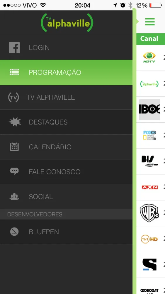 Capturas de tela do TV Alphaville