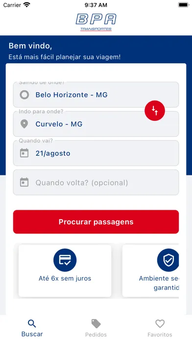 Capturas de tela do BPA Transportes
