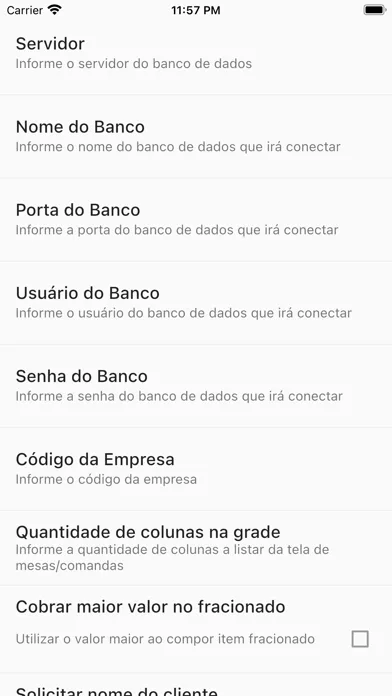 Capturas de tela do Cummins Garçom