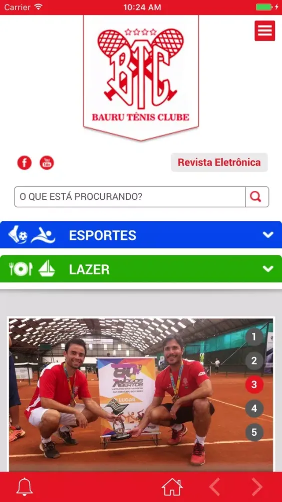 Capturas de tela do Bauru Tênis Clube