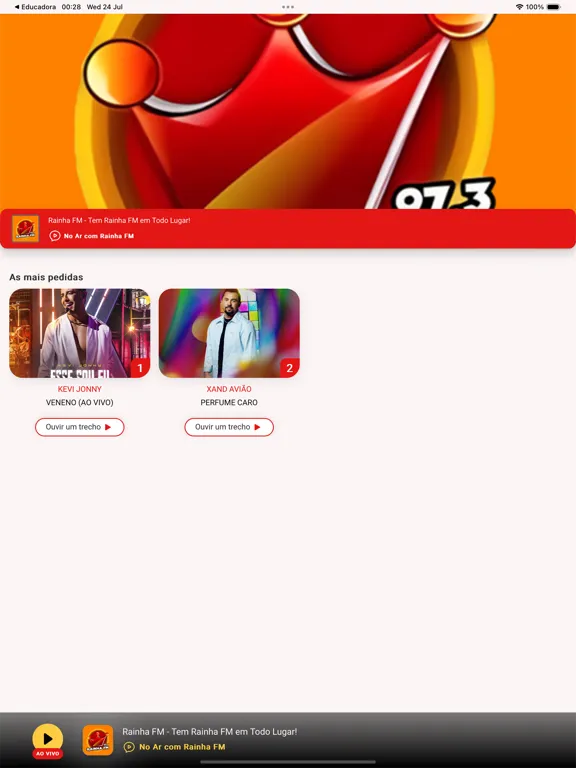 Ảnh chụp màn hình của Rainha FM iPad 