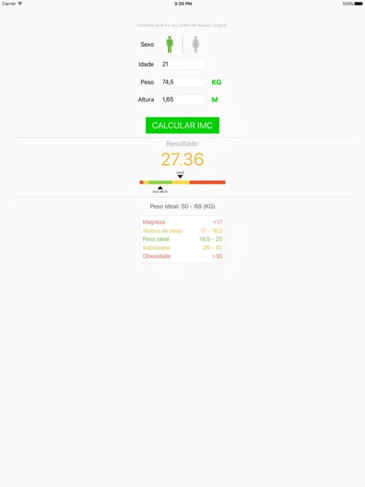 Calcula IMC iPad  Screenshots