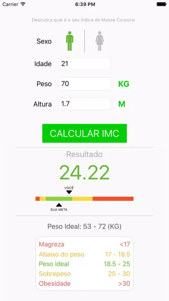 Calcula IMC Screenshots