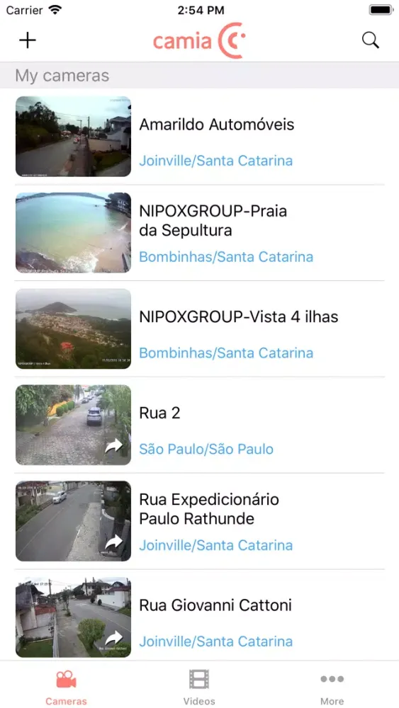 Capturas de tela do Camia