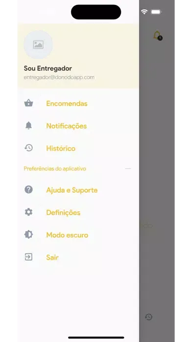Capturas de tela do Xô Dito - Entregador