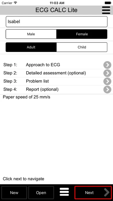 Tangkapan skrin ECG Calc Lite