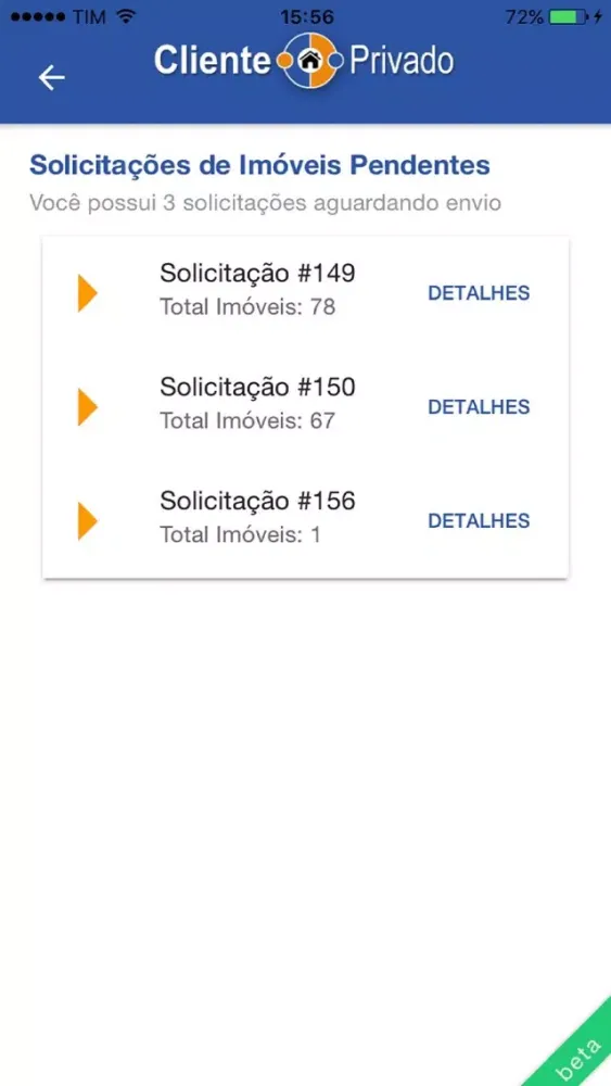 Tangkapan layar ClientePrivado Corretor