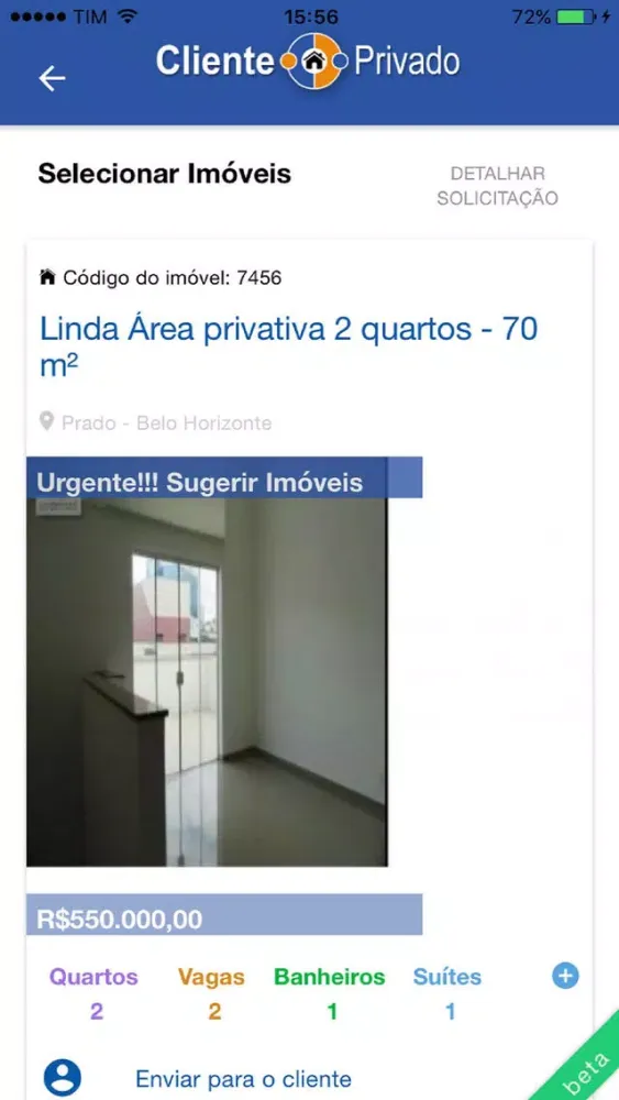 Tangkapan layar ClientePrivado Corretor