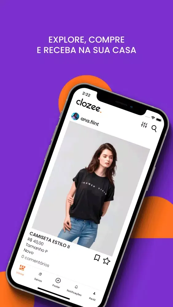 Ảnh chụp màn hình của Clozee: comprar e vender roupa