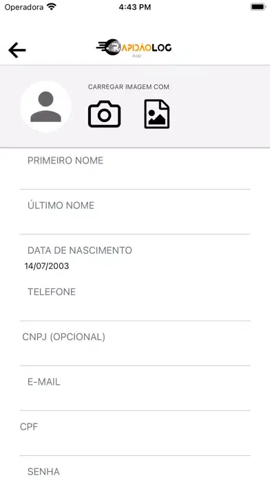 Screenshot di Rapidão App Log Entregador