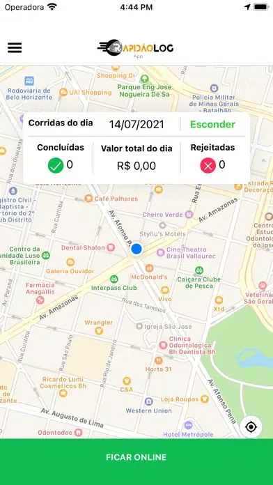 Screenshot di Rapidão App Log Entregador