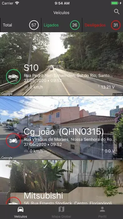 Captures d'écran de Conexão Rastreadores
