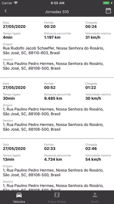 Captures d'écran de Conexão Rastreadores