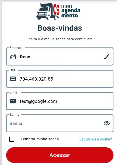 Zrzuty ekranu CS Meu Agendamento
