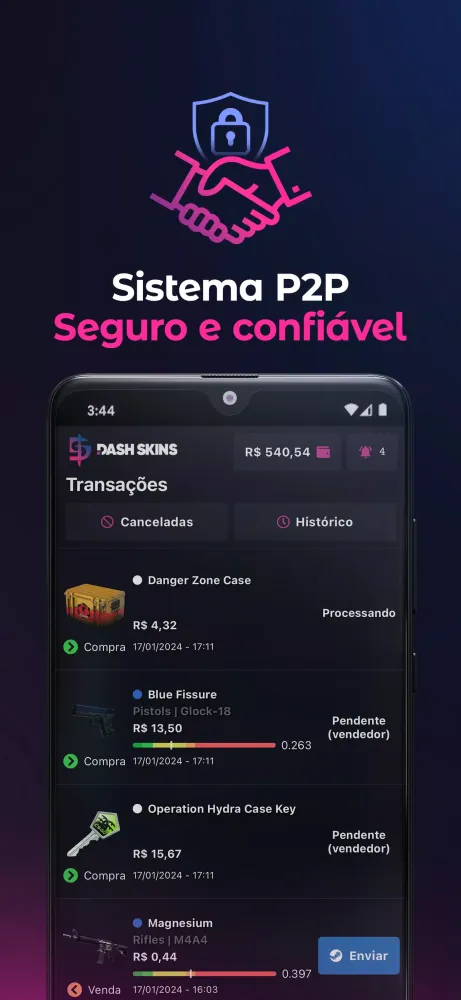 Tangkapan layar DashSkins: Compra Venda Skins