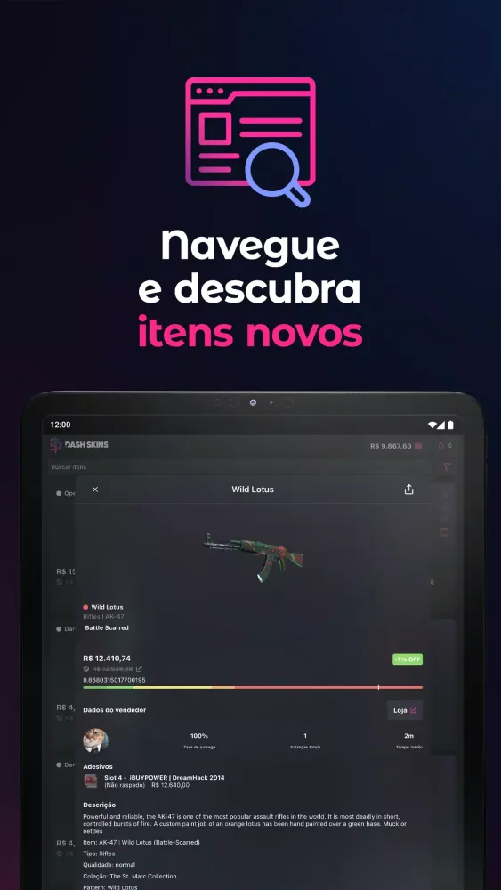 Tangkapan layar DashSkins: Compra Venda Skins