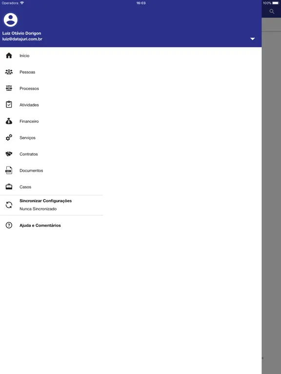 Zrzuty ekranu DataJuri Software Jurídico iPad 