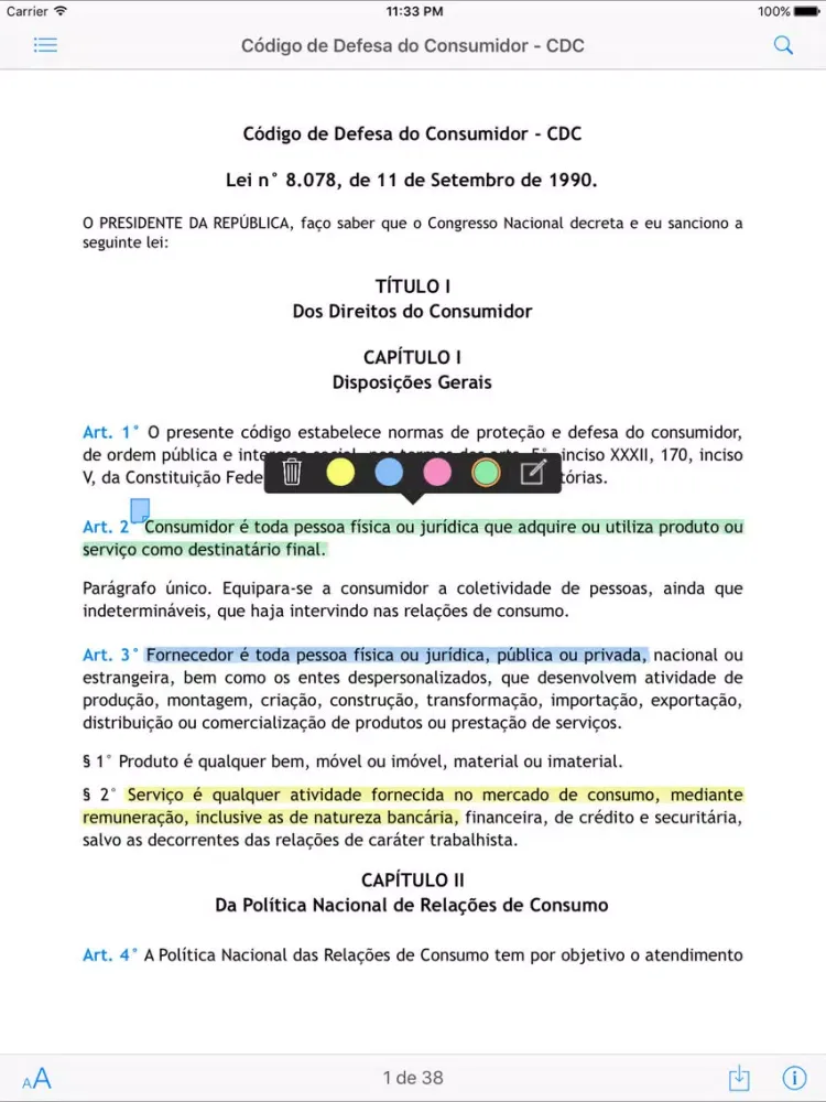 Tangkapan layar Código de Defesa do Consumidor - CDC iPad 