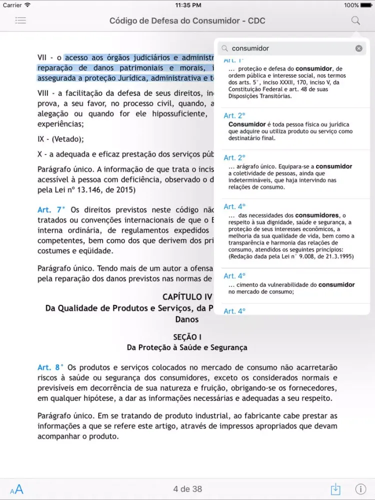 Tangkapan layar Código de Defesa do Consumidor - CDC iPad 