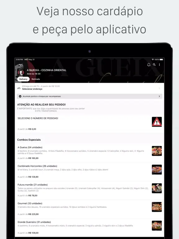 Tangkapan layar A Gueixa Delivery APP iPad 