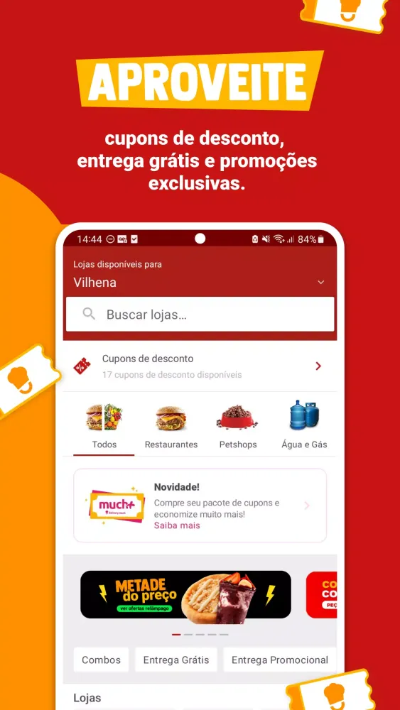 Capturas de tela do Delivery Much
