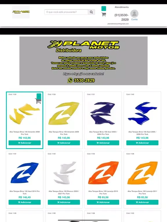 Tangkapan skrin Planet Motos Distribuidora iPad 