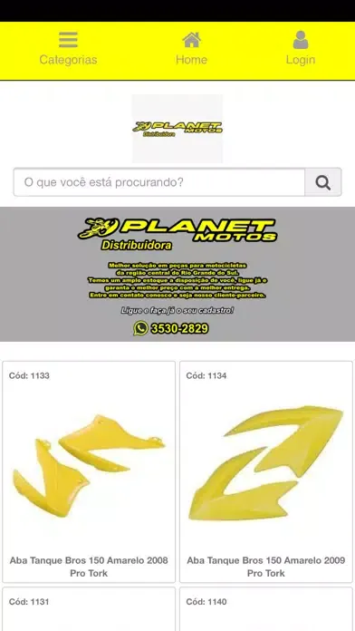 Tangkapan skrin Planet Motos Distribuidora