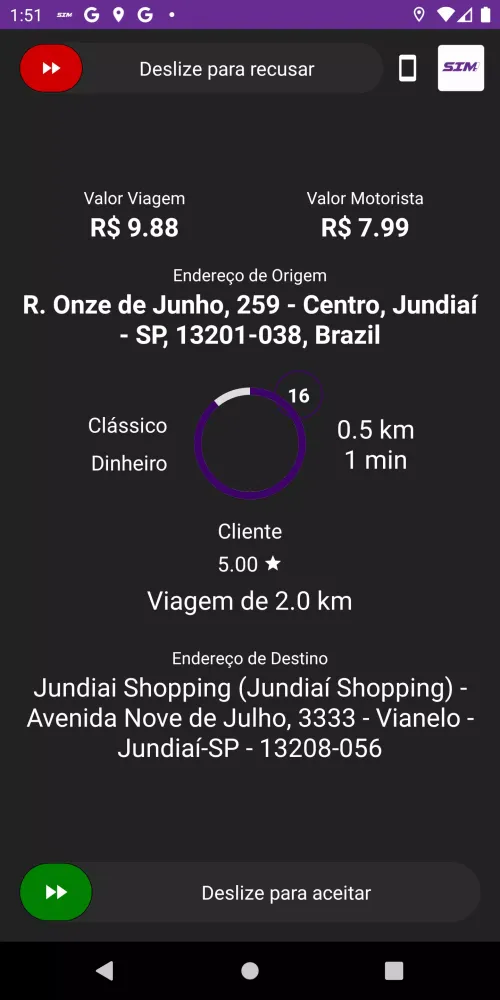 SIM! APP Motorista應用截圖