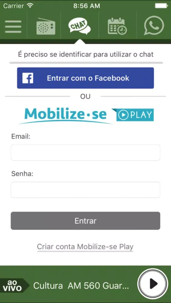 Capturas de tela do Cultura FM Guarapuava