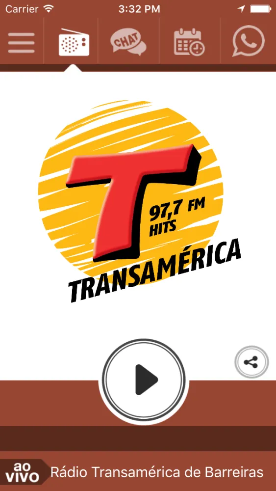 Capturas de tela do Transamérica Hits 97,7 FM