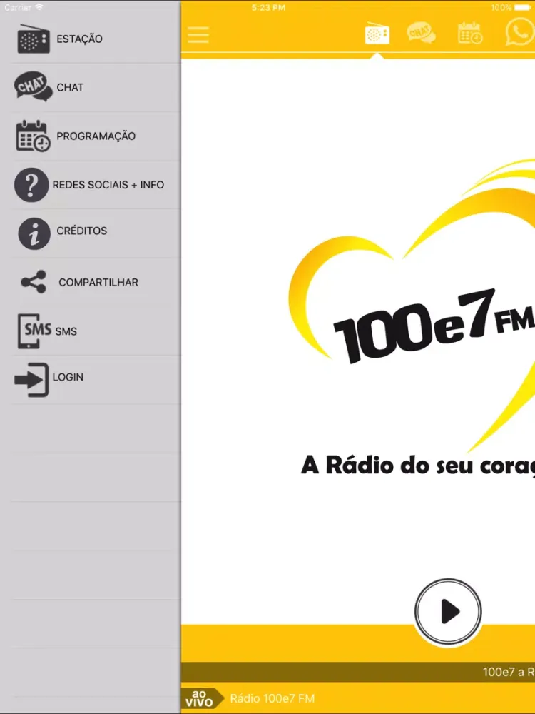 100e7 FM iPad  سکرین شاٹس