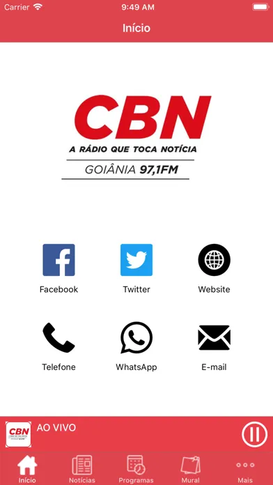 ภาพหน้าจอของ CBN Goiania 97,1