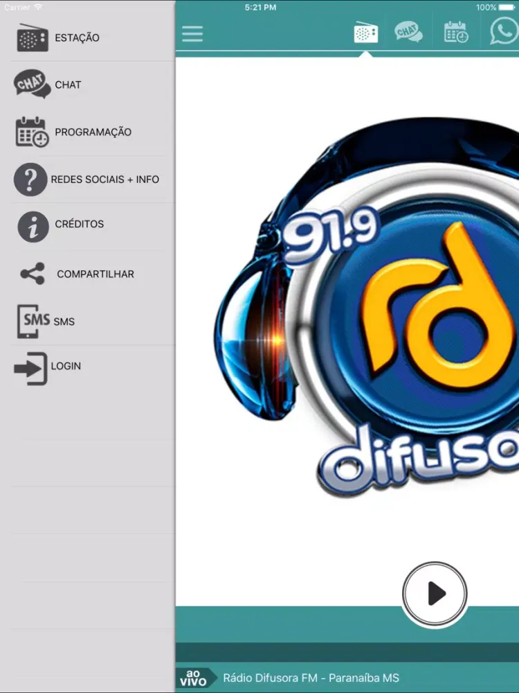 Rádio Difusora FM Paranaíba MS iPad 应用截图