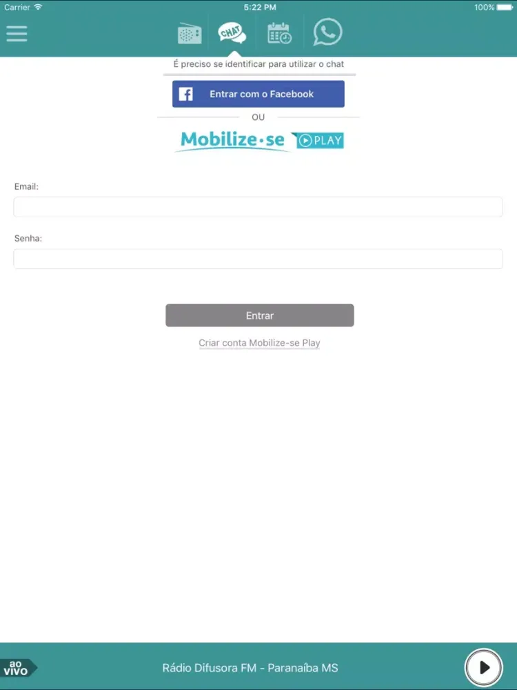 Rádio Difusora FM Paranaíba MS iPad 应用截图