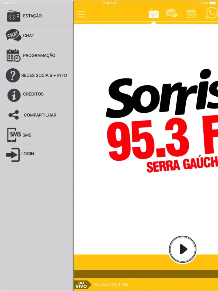 Sorriso FM 95.3 Serra Gaúcha iPad  Screenshots