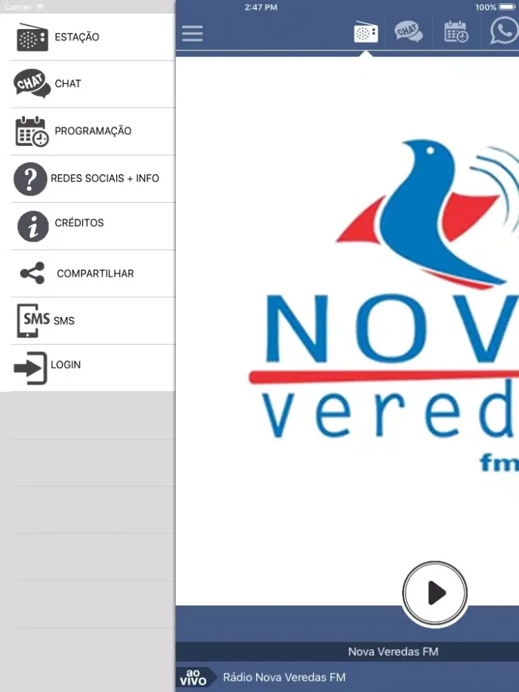 Rádio Nova Veredas FM iPad 應用截圖