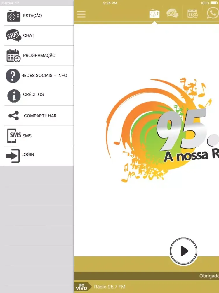 Capturas de tela do Rádio 95.7 FM iPad 