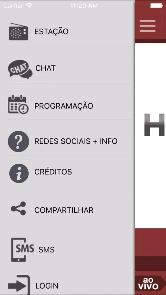 Capturas de tela do Rádio Hertz FM
