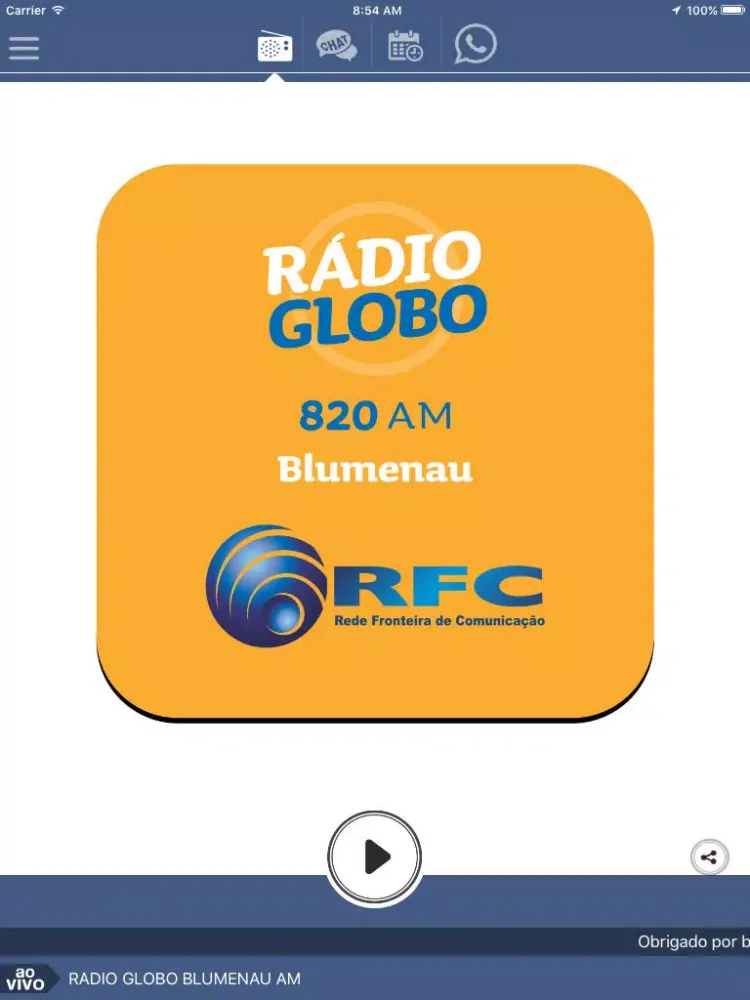 ภาพหน้าจอของ Rádio Globo Blumenau AM iPad 