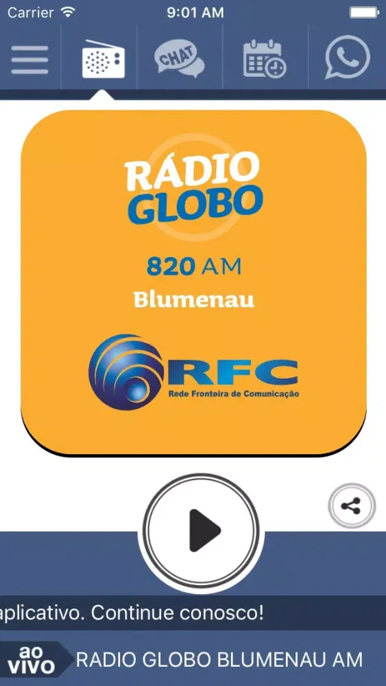 ภาพหน้าจอของ Rádio Globo Blumenau AM