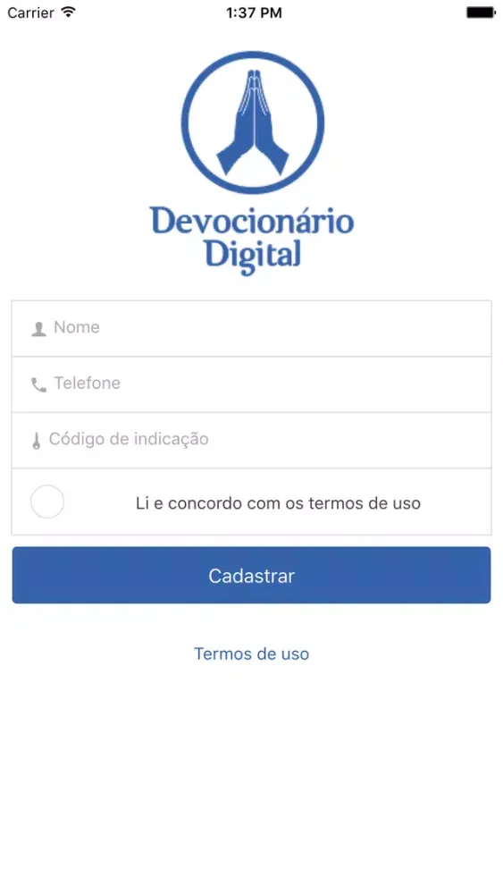 Capturas de tela do Devocionário Digital