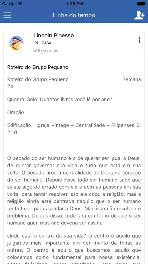 Capturas de tela do Devocionário Digital