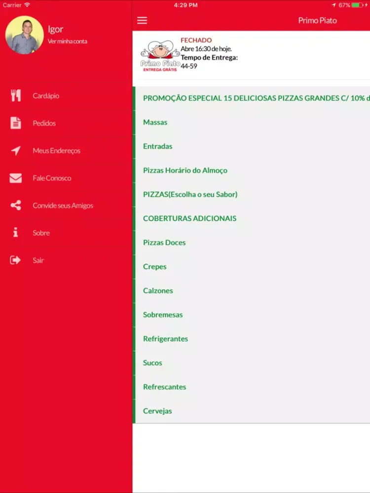 ภาพหน้าจอของ Primo Piato Fortaleza-CE iPad 