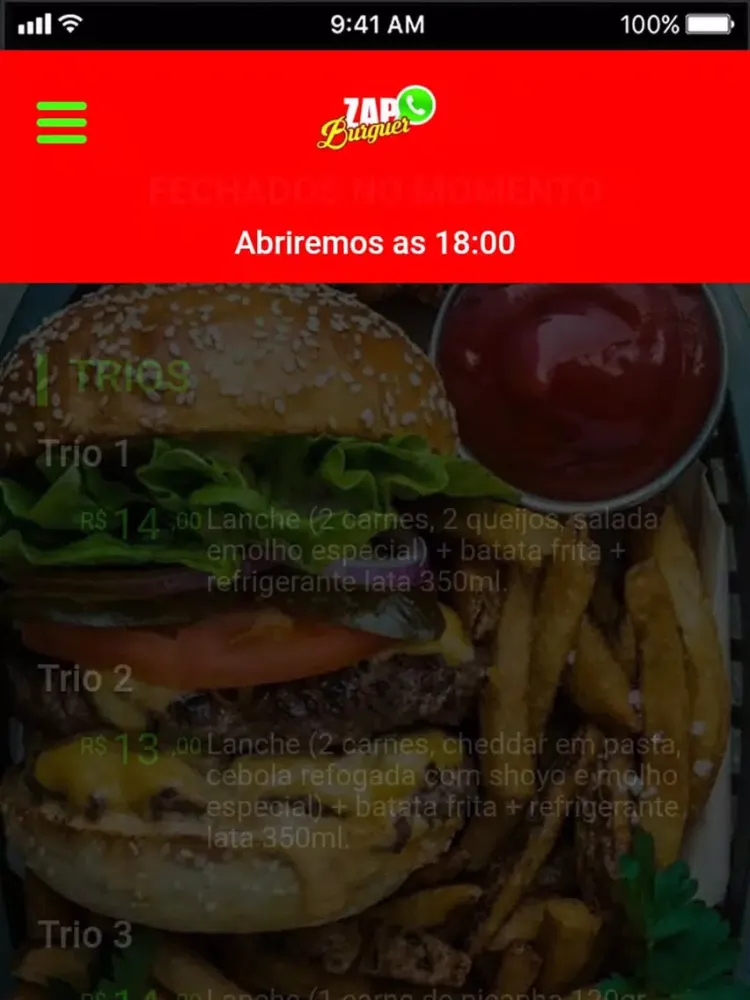 Ảnh chụp màn hình của Zap Burguer Maré iPad 