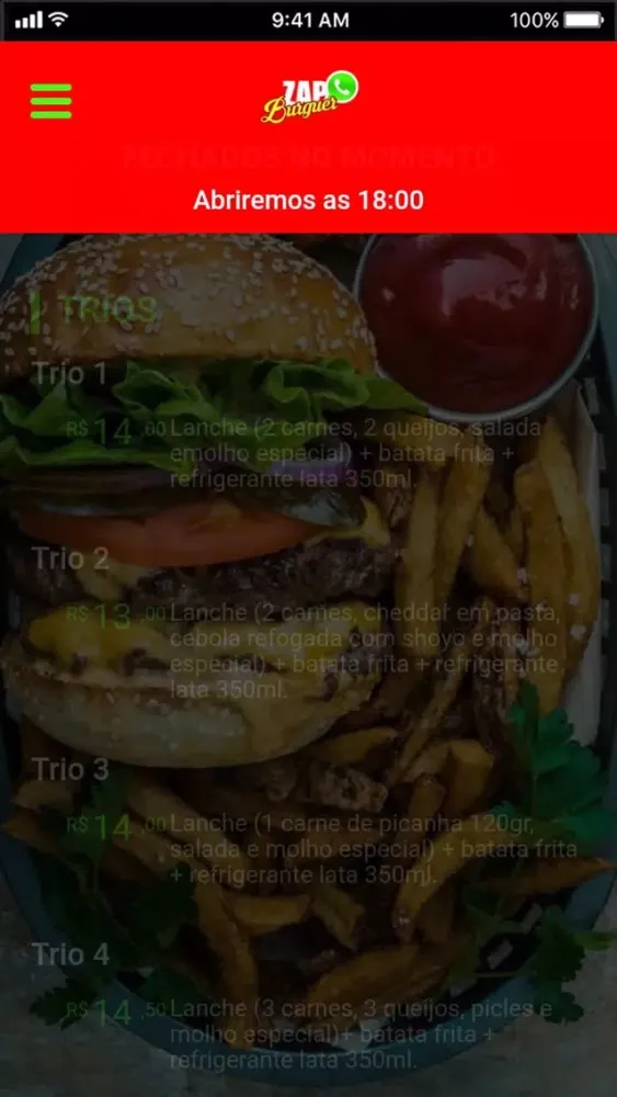 Ảnh chụp màn hình của Zap Burguer Maré