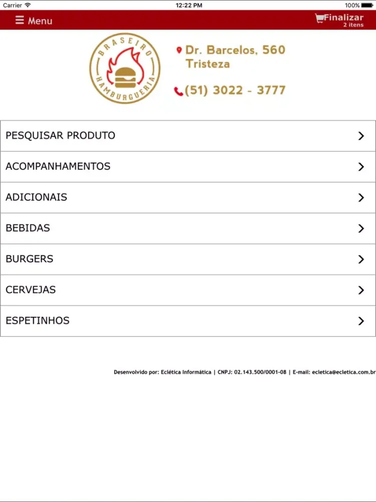 Screenshot di Braseiro Hamburgueria Delivery iPad 