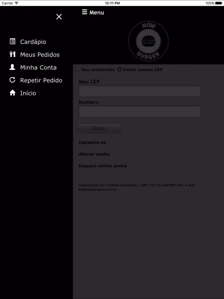 Capturas de tela do Now Burger iPad 