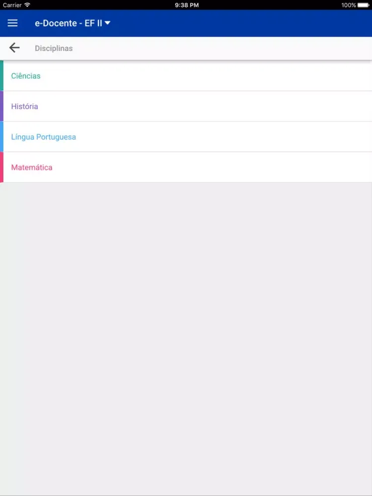 Tangkapan layar e-Docente - EFII iPad 