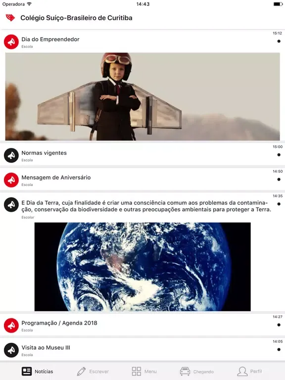 Capturas de tela do Colégio Suíço-Brasileiro PR iPad 